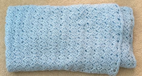 Handmade Blue Crochet Baby Blanket