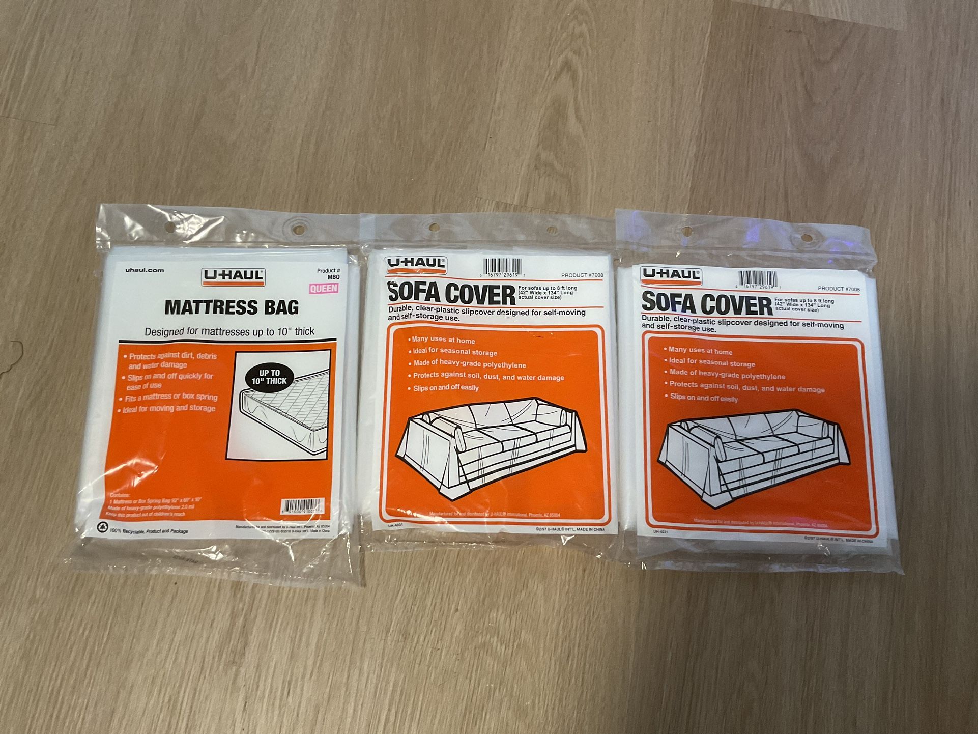 Plastic Moving Covers (2x Sofa & 1x Queen)