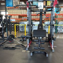 Home Gym Smith Machine Squat Rack Power Cage with Olympic Bench  