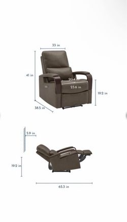 Power Recliner Chair with Wood Armrests