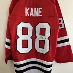 PATRICK KANE SIGNED CHICAGO BLACKHAWKS AUTOGRAPHED CUSTOM JERSEY W/COA XL 014
