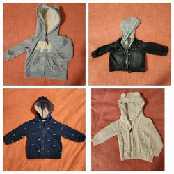 Size 9 Month. Old Baby Hooded Jackets - Blue, Gray, Beige , Denim