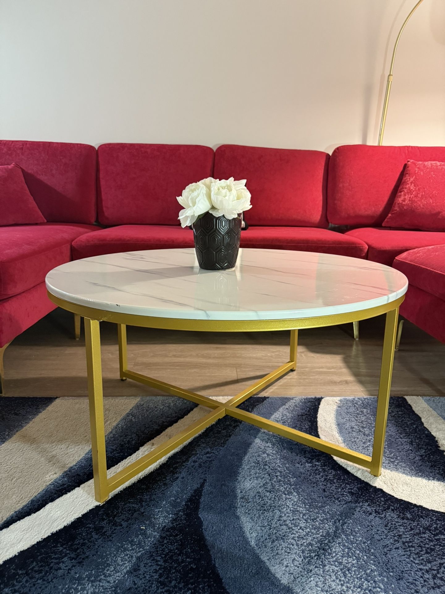 Round Marble-Style Coffee Table