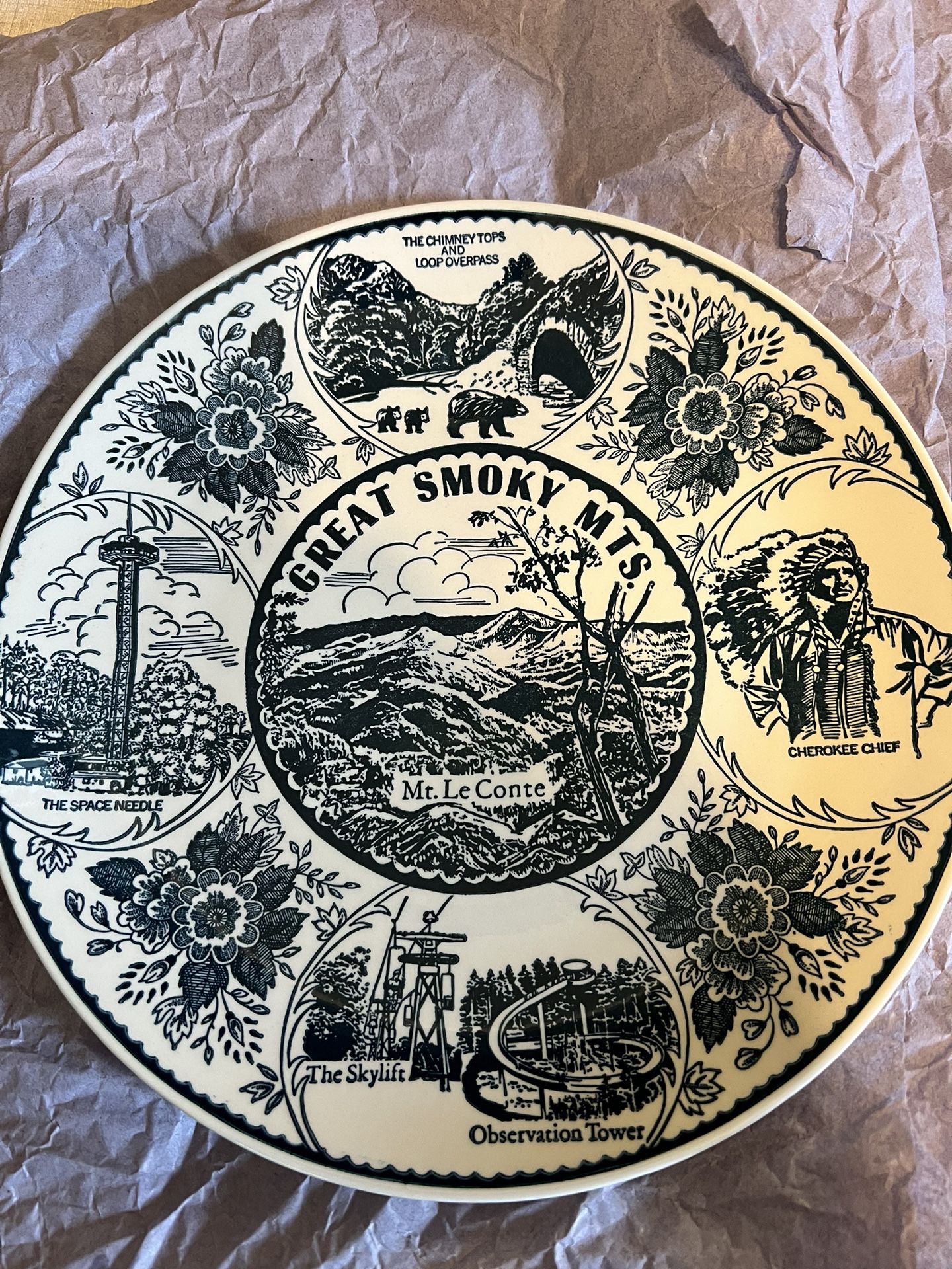 Vintage Ironstone Collector's Plate by Enco Great Smoky Mountains National Park