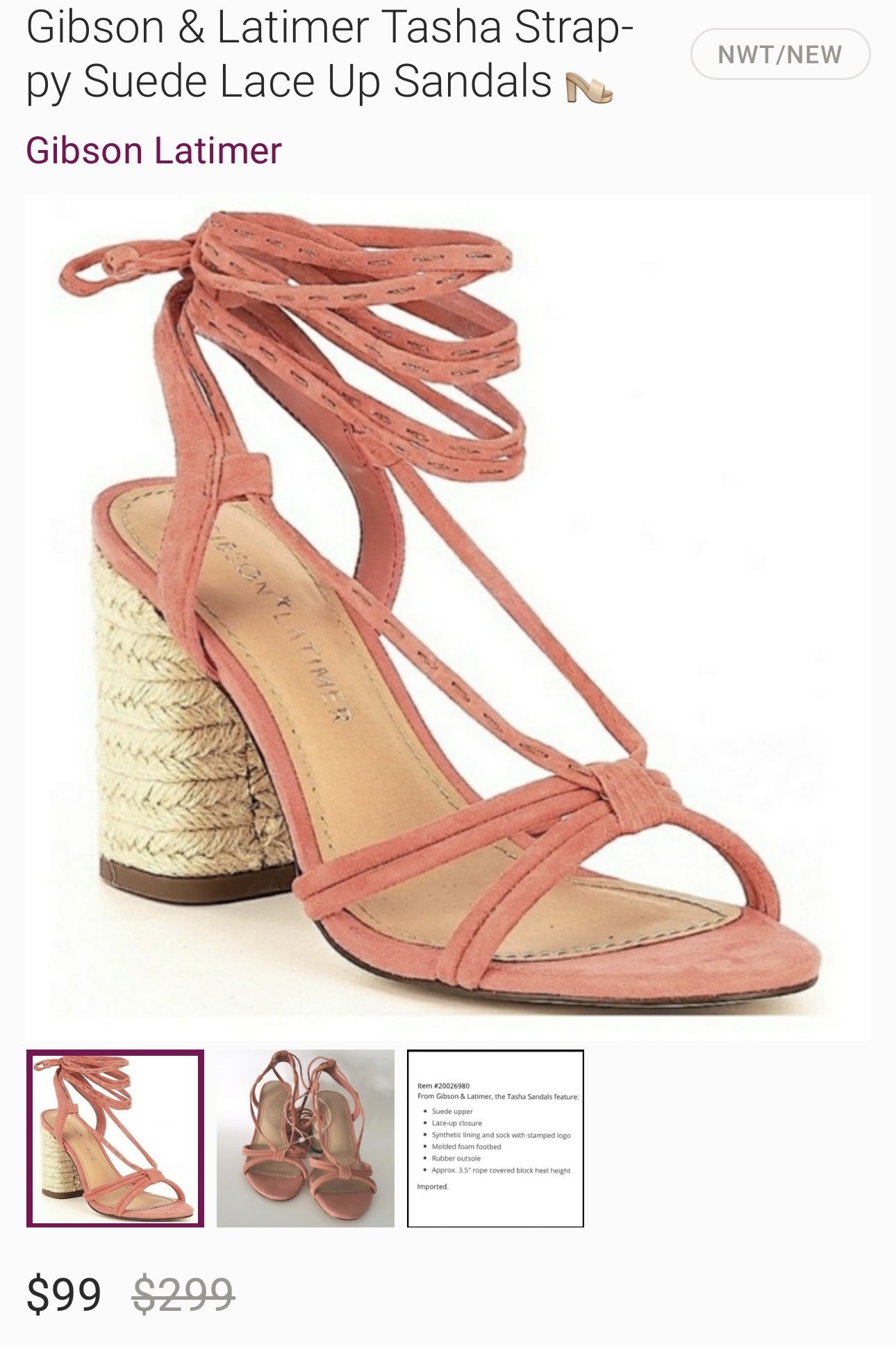 Gibson Latimer Tasha Espadrille Suede Ankle Tie Heels Size 7.5 Women’s Heels