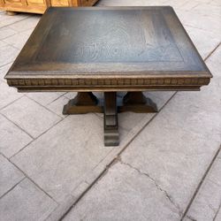 Dark Oak Wood Pedestal Side Table