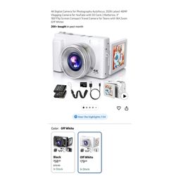 Brand new 4K Digital Camera for Photography Autofocus, 2026 Latest 48MP Vlogging Camera for YouTube with SD Card, 2 Batteries, 3" 180°Flip Screen Comp