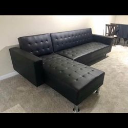 Black Modern Sectional Sofa Reversible Chaise