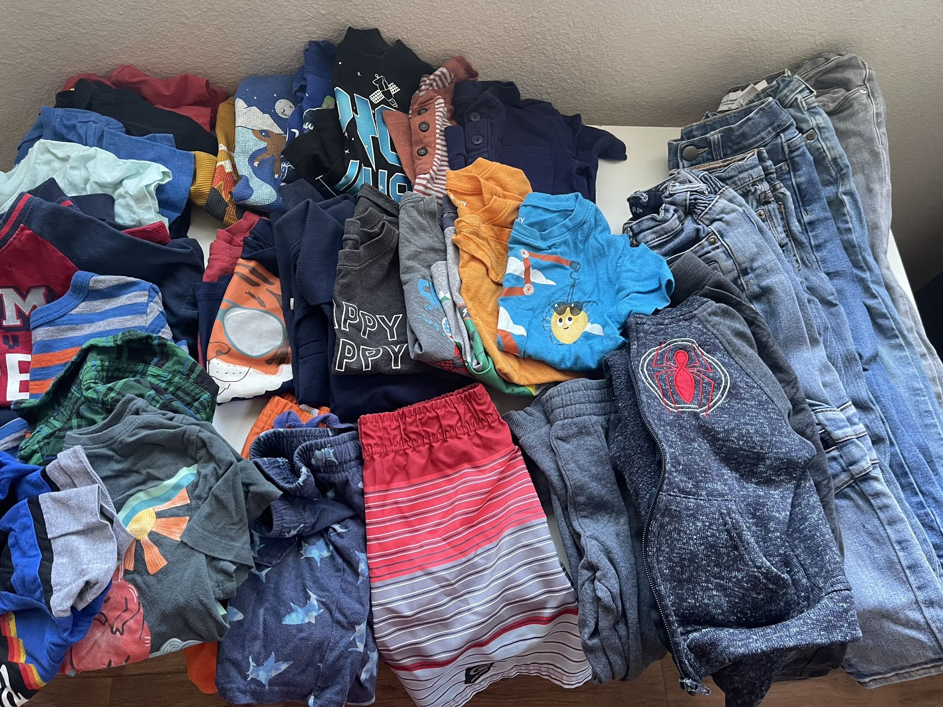 Boys 4T Play Clothes Shirts, Jeans, Shorts, New Uniform Polos Bundle – 35 Pieces – 