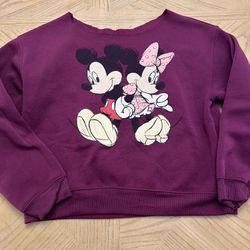 Mickey and Minnie Mouse Sweatshirt purple pullover  Size large 