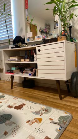 White wooden TV stand  furniture