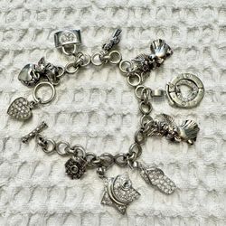 Charms Bracelet Silver .925 Angels & Hearts Size 7”