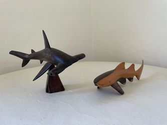 Wood Shark Figurines (Set of 2)