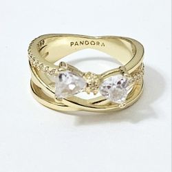 Gold bow diamond women's engagement ring Gift Size  7