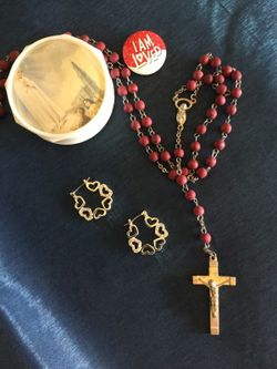 Sterling Silver Hearts earrings 💕Rose scented Rosary 🌹💕