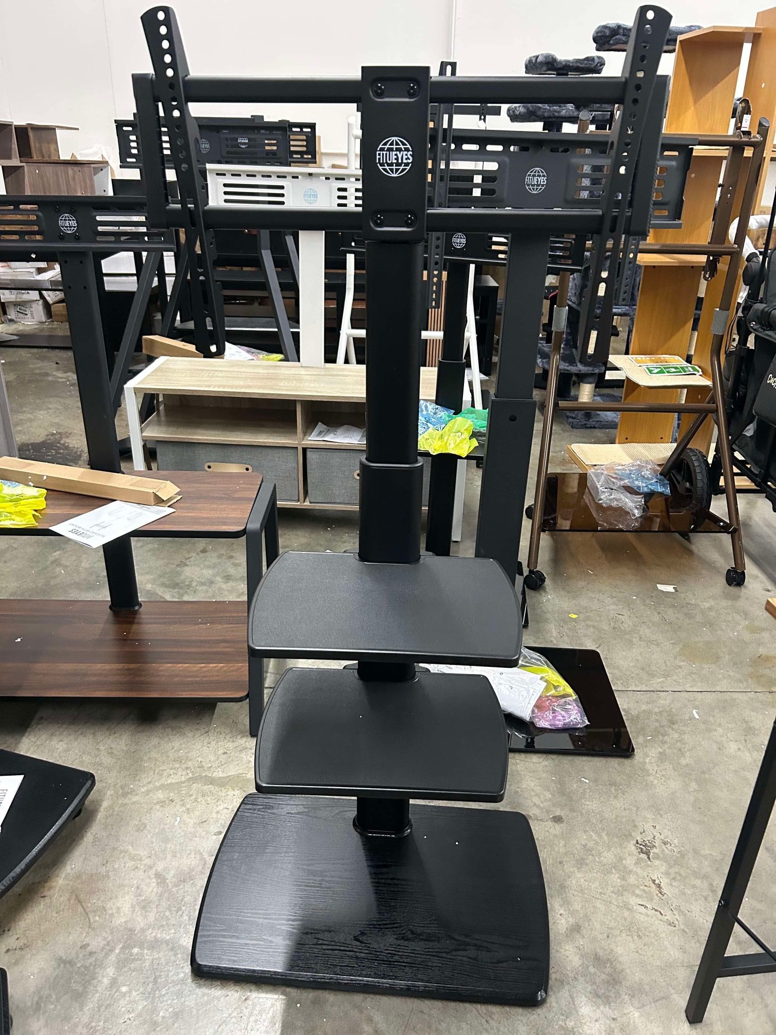 TV Floor Stand for Living Room Bedroom, Tall TV Stands with Sturdy Wood Base for 32 39 40 43 49 50 55 60 65 70 Inch TVs