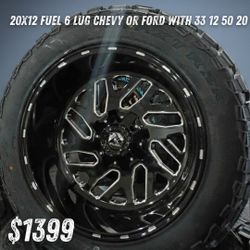 20 X 12 FUEL 6 lug Chevy or ford 33//20 $1399