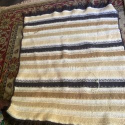 Vintage Handmade Rustic Small Rug Or Wall Hanging Wool