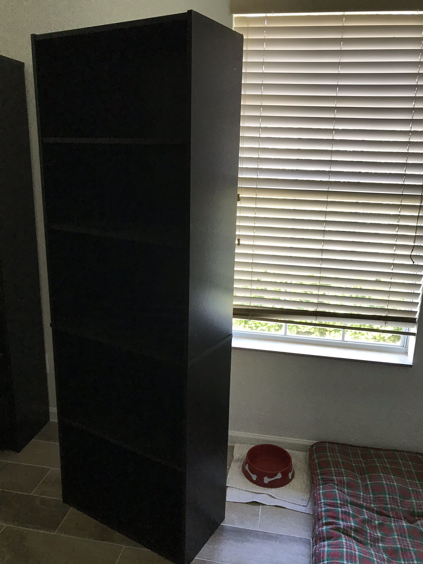Large free standing dark bookshelves with 4 adjustable shelves