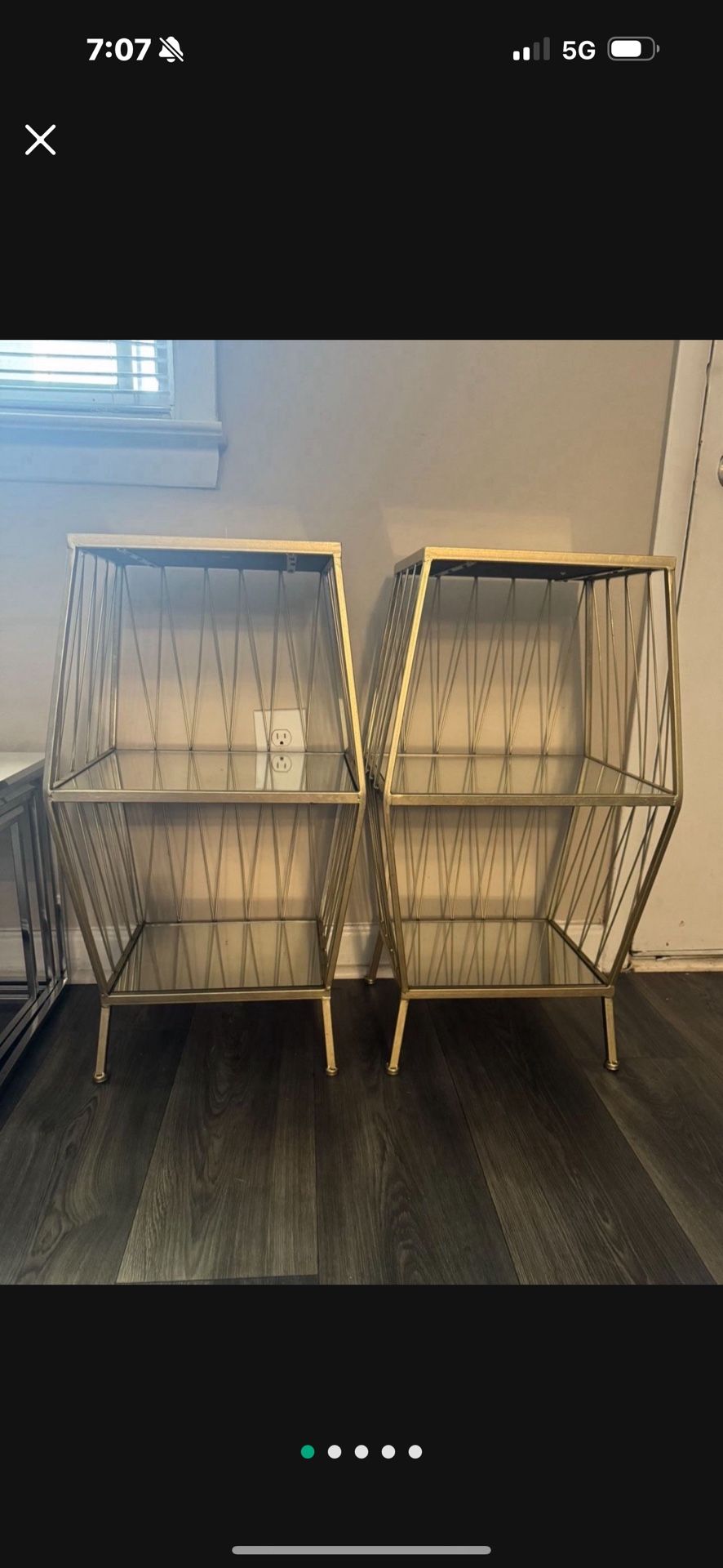 2 Gold Metal Mirrored End Tables