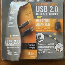 Stratitec Premium USB 2.0 Cable & Adapter – 2pc Set NEW