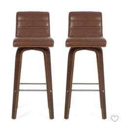 2 Pc. Hargis Mid Century Modern Channel. Swivel Barstools .
