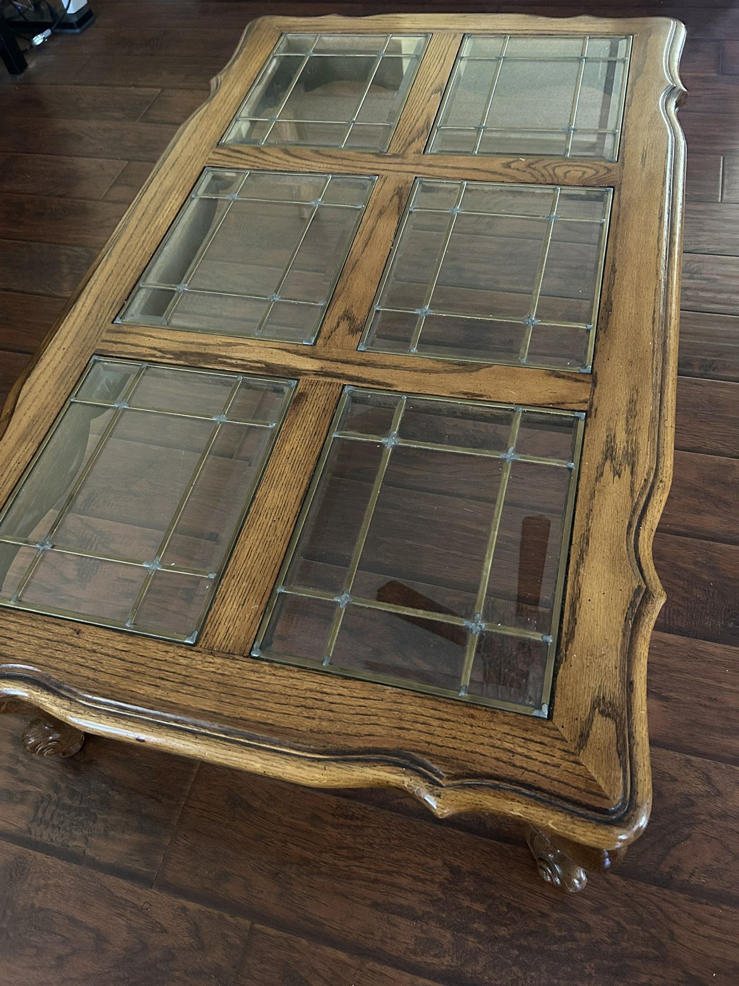 Wood and Glass Sofa Table 2 End Tables