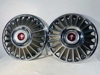 Vintage Ford Mustang 14" Hubcaps Wheel Covers Pony Emblem OEM Set of 2