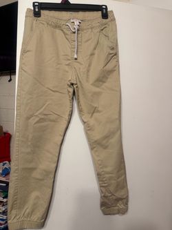 Khaki Jogger Pants with Drawstring Waist