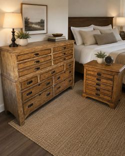 Rustic Wood Dresser & Nightstand Set – Beautiful Matching Bedroom Furniture