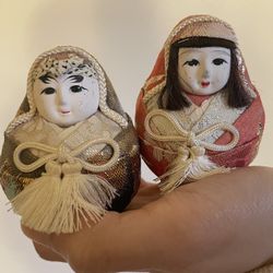 Antique Japanese Keepsake Couples Ornament Desk Piece