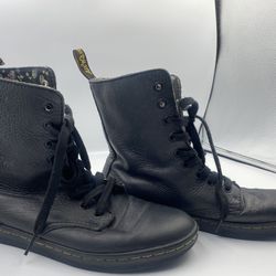 Dr. Martens Stratford Womens Shoes Size 8 Black Leather Floral Lined Ankle Boots