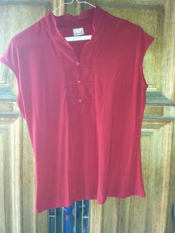 Red silk blouse