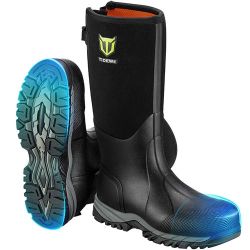 TIDEWE Work Boots Puncture-Proof with Steel Toe & Shank, Waterproof Anti Slip Rubber Boots for men, 6mm Neoprene Outdoor Boots
