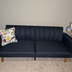 Dark Blue Linen Futon Couch