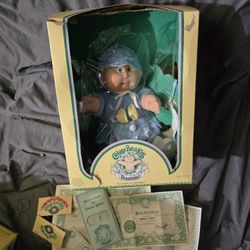 1980s Original Caleco Preemie Cabbage Patch Doll In Original Box With Adoption Papers Etc