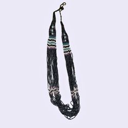 Vintage Handmade Multi-Strand Seed Bead Necklace Blue Purple Statement