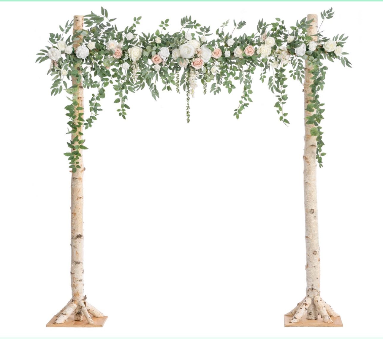 Ling’s Moment 6.5ft Backdrop Floral Garland with Hanging Vines in white and sage