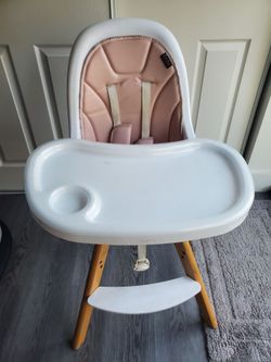 Pink high chair baby feeding Evolur