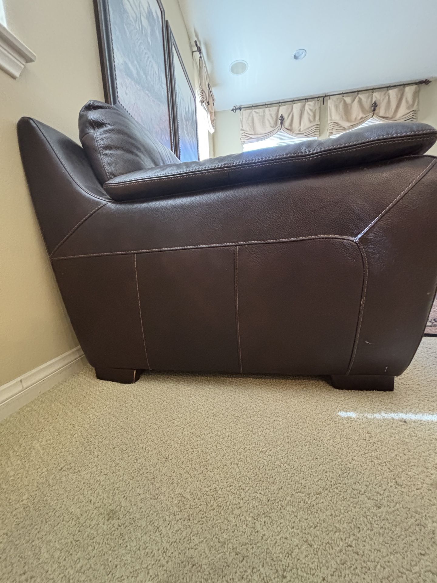 Brown Leather Sofa – Plush and Comfortable