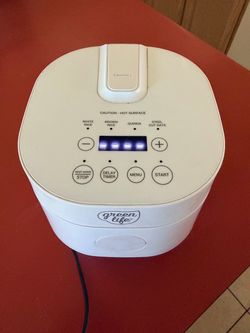 GreenLife Digital Rice Cooker, 2-Cups Uncooked/4-Cups Cooked, White