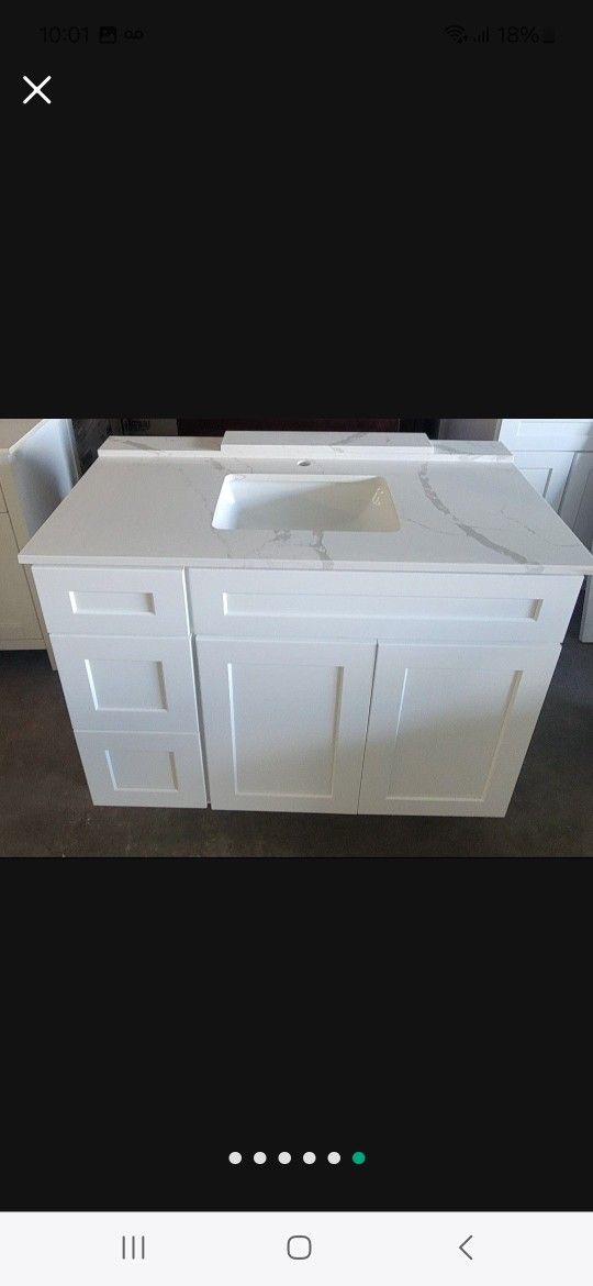 ❤️🔥 42" ALL WOOD VANITIES AND CALACCATA QUARTZ TOP