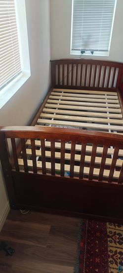 Solid Wood Twin Bed Frame with Slats