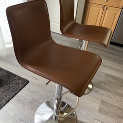 Pair Of Italian Design Leather Bar Stools