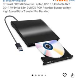 External CD/DVD Drive for Laptop, USB 3.0 Portable
