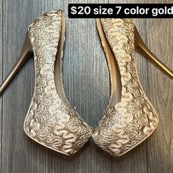 Gold Lace Heels