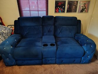 Recliner sofa blue