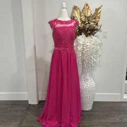 Sleeveless Pink Long Chiffon Dress Size 6