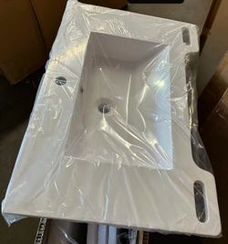 31.5” W × 20.6” D × 7.5” H  ADA Wall-Hung Bathroom Sink Wheelchair Accessible White Ceramic Basin with Overflow and Handle