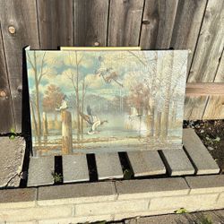 Original Hand Painting 24x36 – Mallard Ducks in Marsh – Signed “Regan”